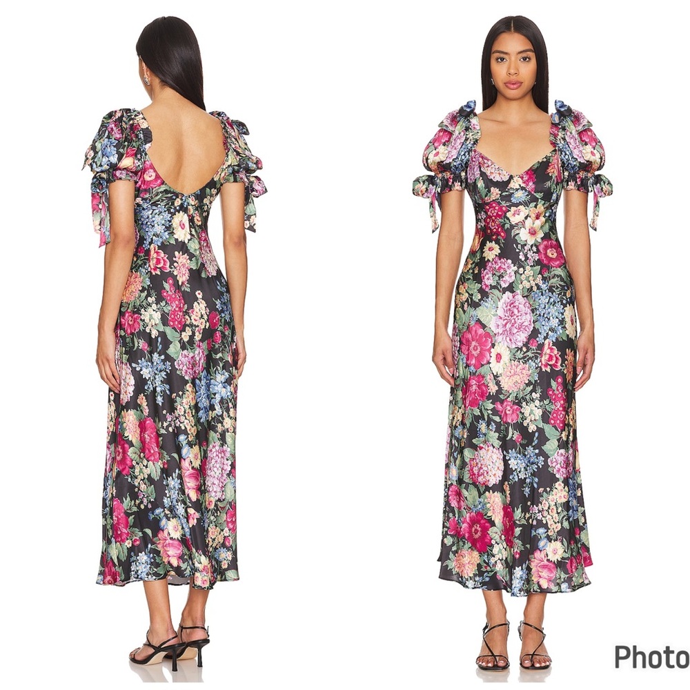 Selkie Puck Poet Slip Dress Midi Floral Silk Size Small